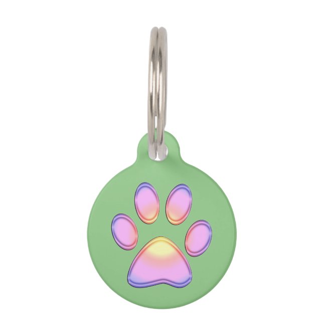 Pretty Pink Sunrise Paw Pet ID Tag (Front)