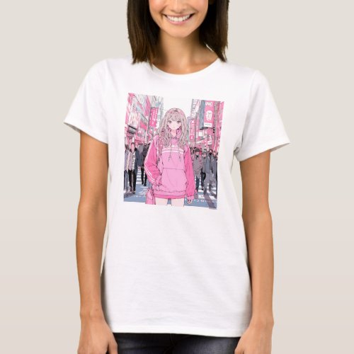 Pretty PinkSushi Musume T_shirt GenerativeAI T_sh