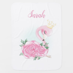Pretty Pink Swan Princess with a Crown Baby Blanke Blanket