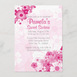 Pretty Pink Sweet 16 Birthday Party Invitations