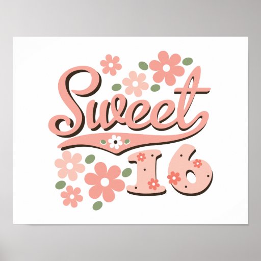 Pretty Pink Sweet 16 Poster Print | Zazzle