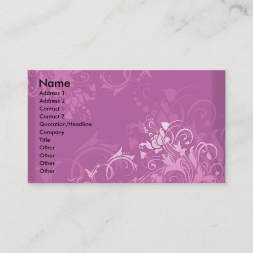 pretty pink swirl floral design business card