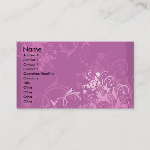 Customizable pretty pink swirl floral design business card
