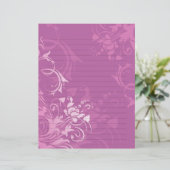 pretty pink swirl floral design lined paper (Standing Front)