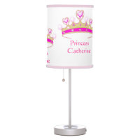 Pretty Pink Tiara Royal Princess Crown Custom Name Table Lamp