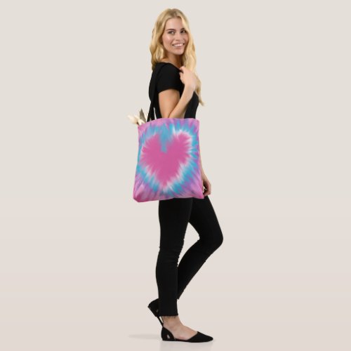 Pretty Pink tiedye heart Tote