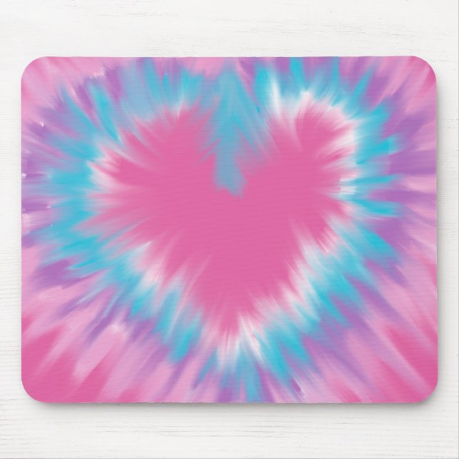 Pretty Pink tie-dye heart Tote Mouse Pad (Front)