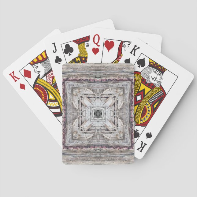 Pretty Pink Tinged Aztec Inspired Pattern Poker Cards (Back)