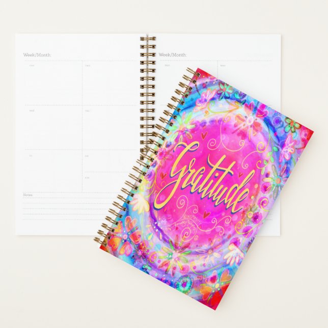 Pretty Pink Trendy Gratitude Floral Inspirational Planner (Display)