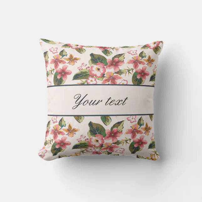 Pretty Pink Tropical Flower Pattern Outdoor Pillow Zazzle