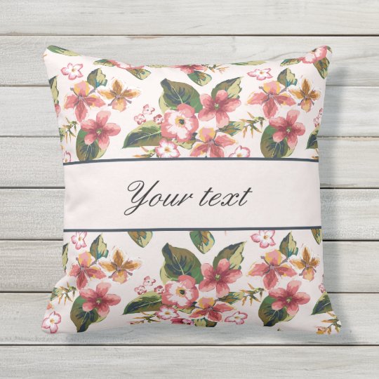 Pretty Pink Tropical Flower Pattern Outdoor Pillow