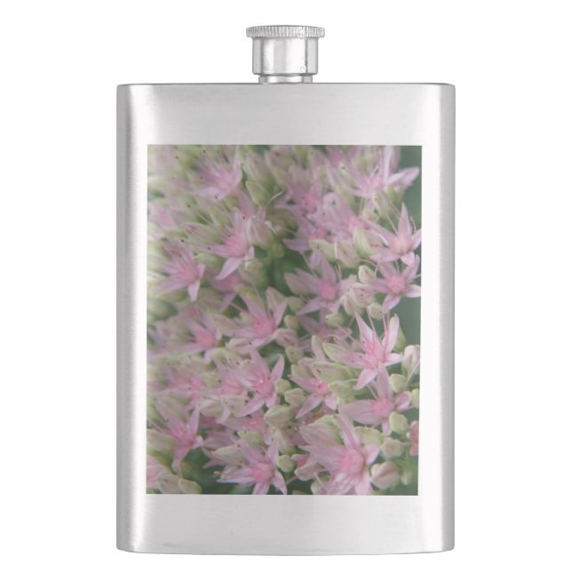Pretty Pink Tropical Flowers Flask (Front)