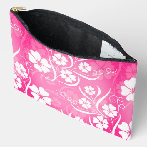 Pretty Pink Tropical Hibiscus Flowers Accessory Pouch