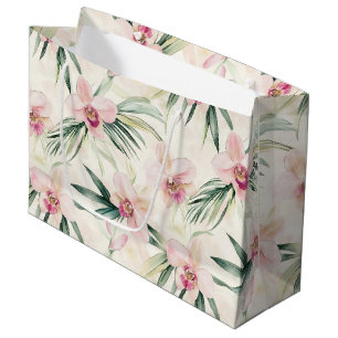 Pretty Pink Tropical Orchid Flowers Wedding Large Gift Bag
