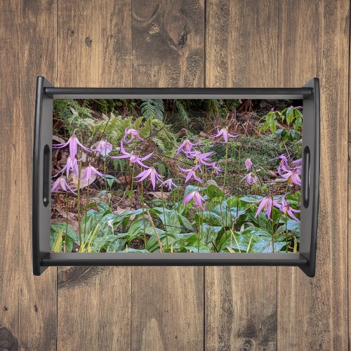 Pretty Pink Trout Lilies Floral Serving Tray