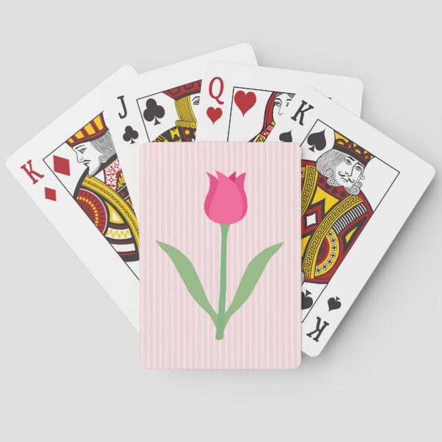 Pretty Pink Tulip Flower. Poker Cards (Back)