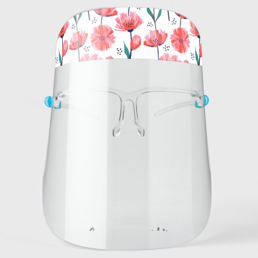 Pretty Pink Tulip Flowers Personalized Custom Text Face Shield (Front)