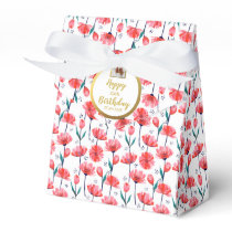 Pretty Pink Tulips, Add Photo, Happy Birthday Favo Favor Boxes
