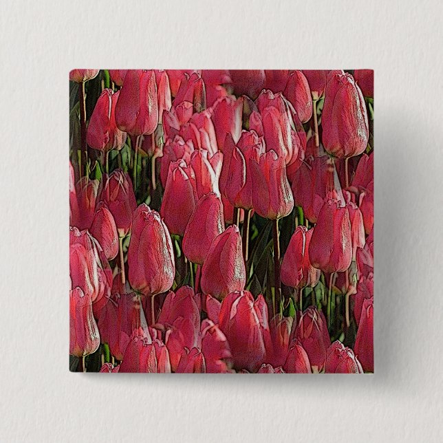 Pretty Pink Tulips Button (Front)