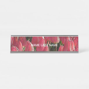 Pretty Pink Tulips Desk Name Plate