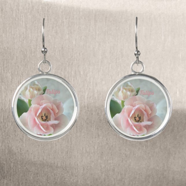Pretty Pink Tulips Elegant Floral Drop Earrings (Creator Uploaded)