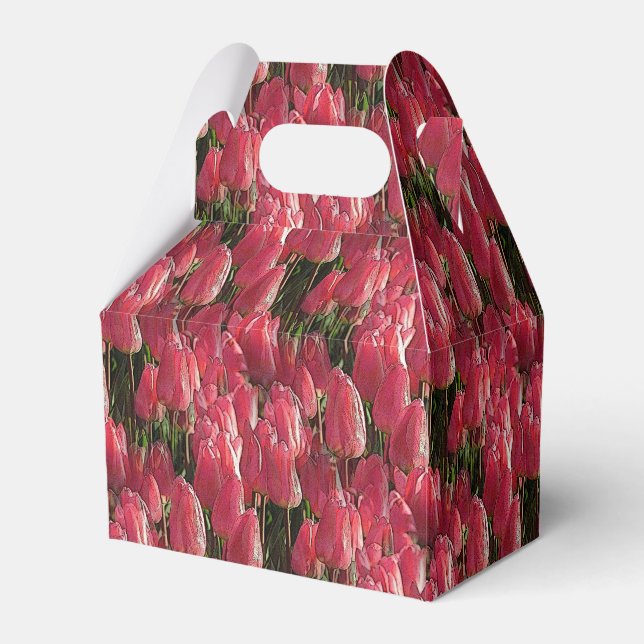 Pretty Pink Tulips Favor Boxes (Front Side)