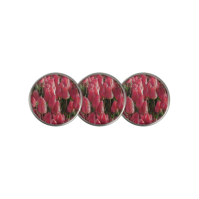 Pretty Pink Tulips Golf Ball Marker (3 Up)