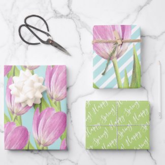 Pretty Pink Tulips Happy Spring Elegant Floral art