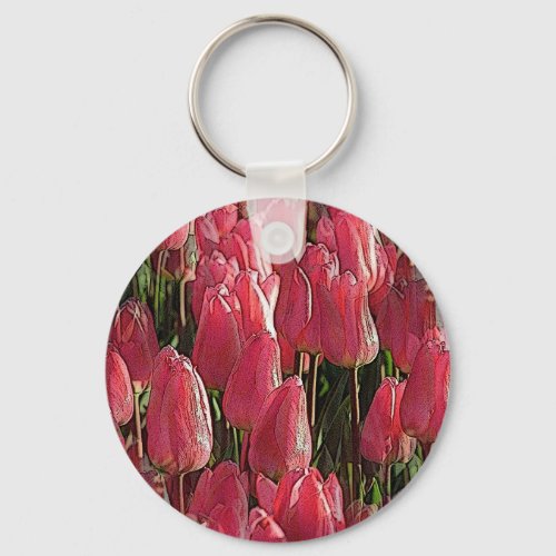 Pretty Pink Tulips Keychain
