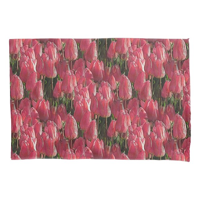 Pretty Pink Tulips Pillow Case (Front)