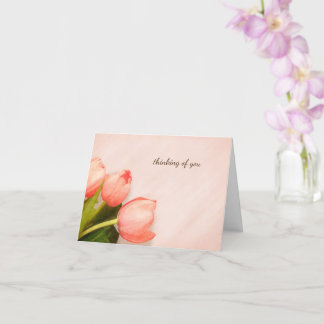 pretty pink tulips simple floral thinking of you card