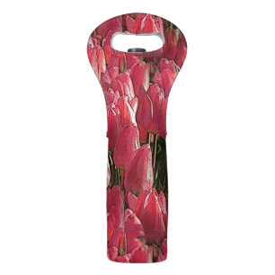 Pretty Pink Tulips Wine Bag
