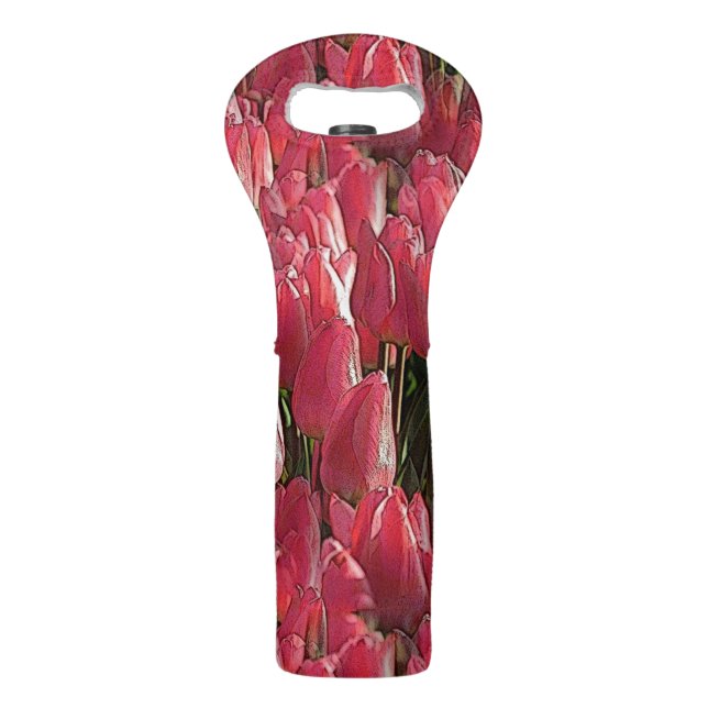 Pretty Pink Tulips Wine Bag (Front)