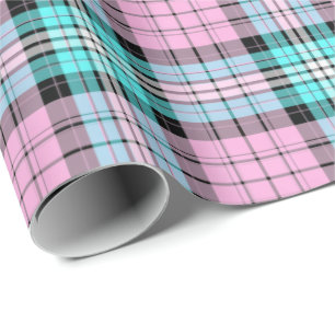 Pretty Pink Turquoise Tartan Scottish Plaid Wrapping Paper