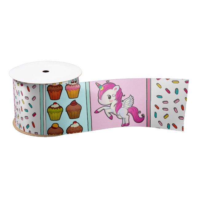 Pretty Pink Unicorn and Sprinkles Birthday Ribbon (Spool)