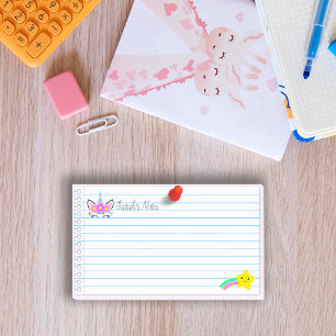 Pretty Pink unicorn & rainbow shooting star 10"x6" Post-it Notes