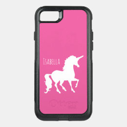 Pretty Pink Unicorn Silhouette Girls Custom Color OtterBox Commuter iPhone 8/7 Case
