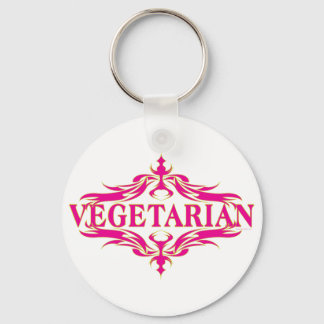Pretty Pink Vegetarian Design Keychain
