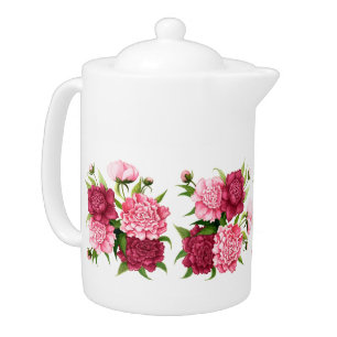 Pretty Pink Vintage Floral Hot Beverage Pot Teapot