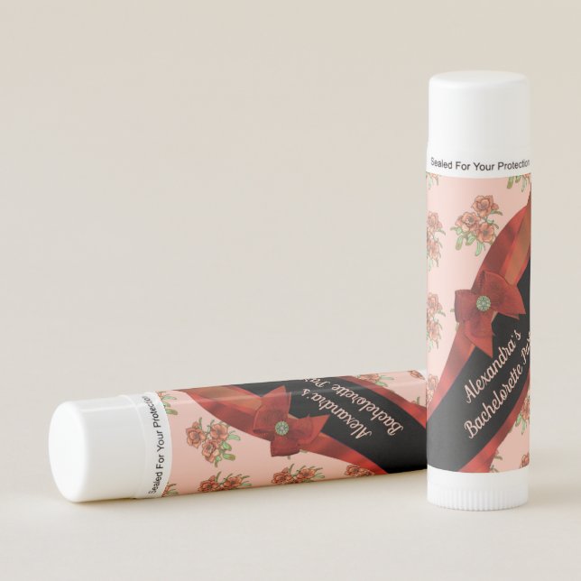 Pretty pink vintage floral pattern lip balm (Front)