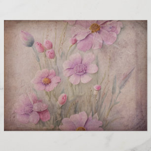 Pretty Pink Vintage Floral Scrapbook Paper
