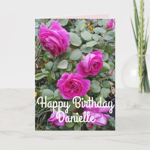 Pretty Pink Vintage Rose Flower Birthday Card