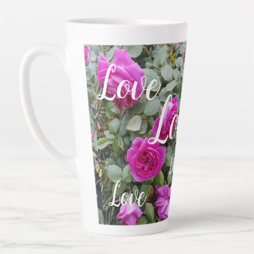 Pretty Pink Vintage Rose Flower Birthday Love  Latte Mug