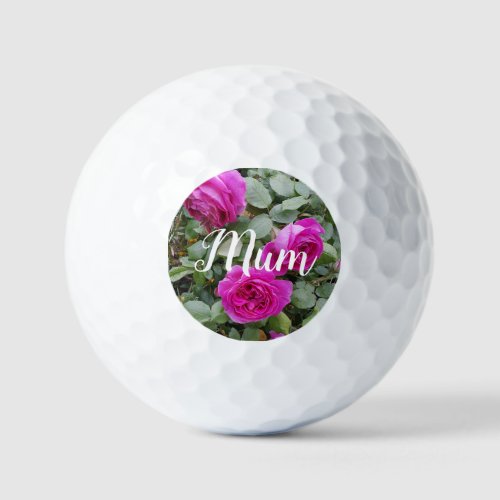 Pretty Pink Vintage Rose Flower Birthday Mom Golf  Golf Balls