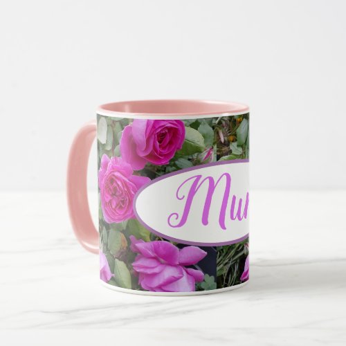Pretty Pink Vintage Rose Flower Birthday Mom Mug