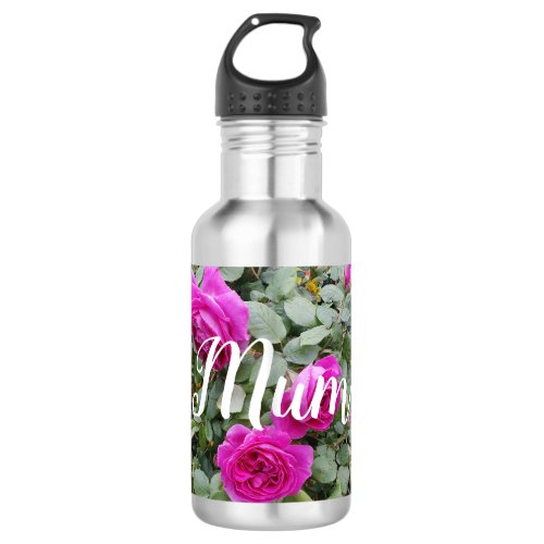 Pretty Pink Vintage Rose Flower Birthday Mom Stainless Steel Water Bottle