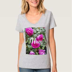 Pretty Pink Vintage Rose Flower Birthday Mom T-Shi T-Shirt