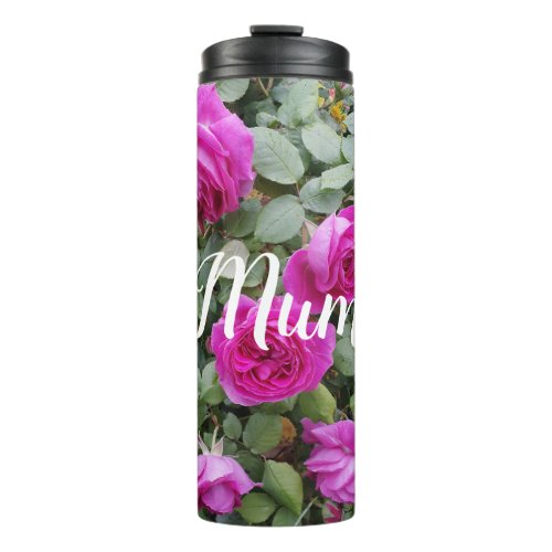 Pretty Pink Vintage Rose Flower Birthday Mom Thermal Tumbler