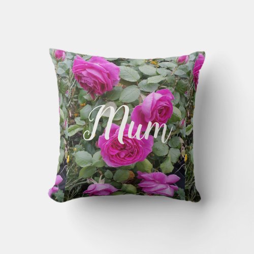 Pretty Pink Vintage Rose Flower Birthday Mom Throw Pillow