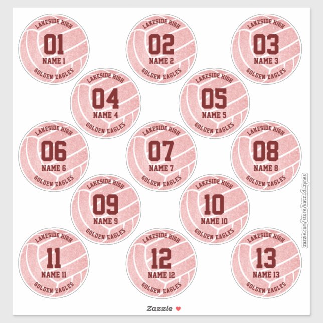 pretty pink volleyball sports themed celebration sticker (Sheet)